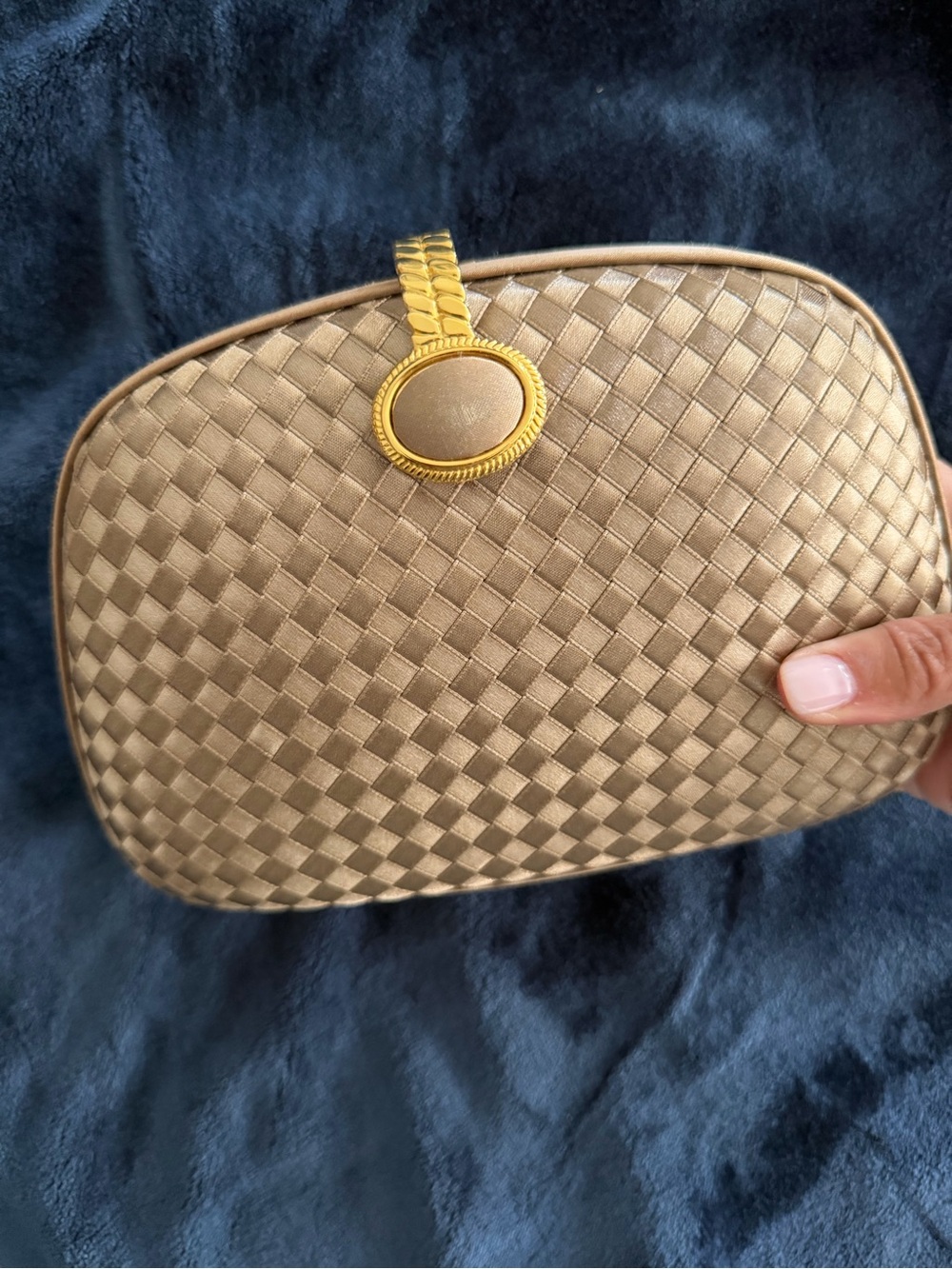 Elan Gold Woven Satin Evening Clutch